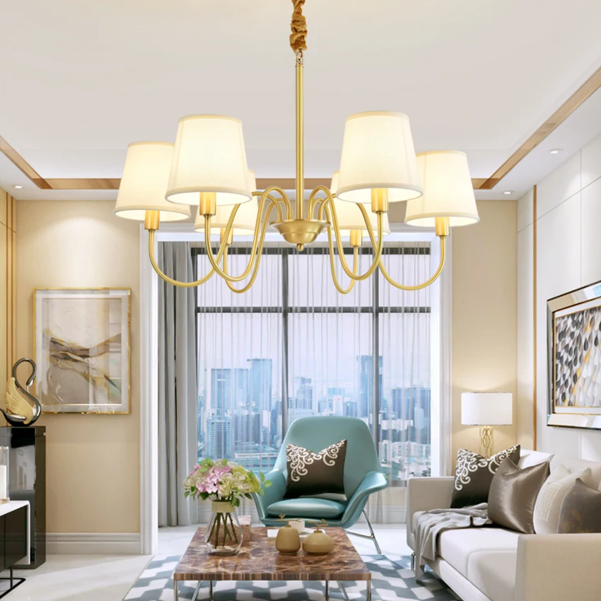 Простая люстра в американском стиле для гостиной Современная полностью медная