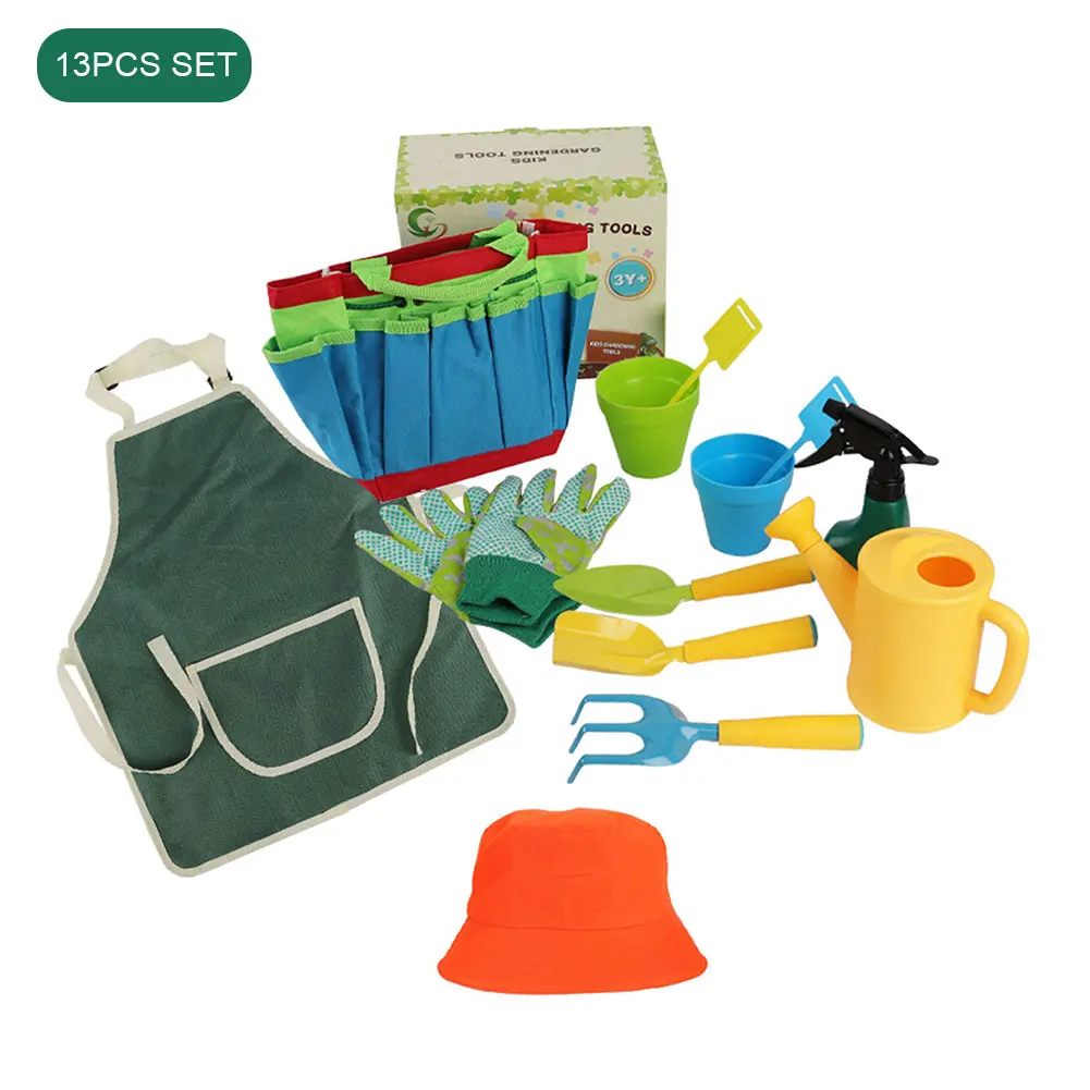 

Portable Pretend Play Hand Tools Watering Can Game Shovel Rake Kids Gardening Set Spray Bottle Outdoor Toy Tote Bag Apron Gloves