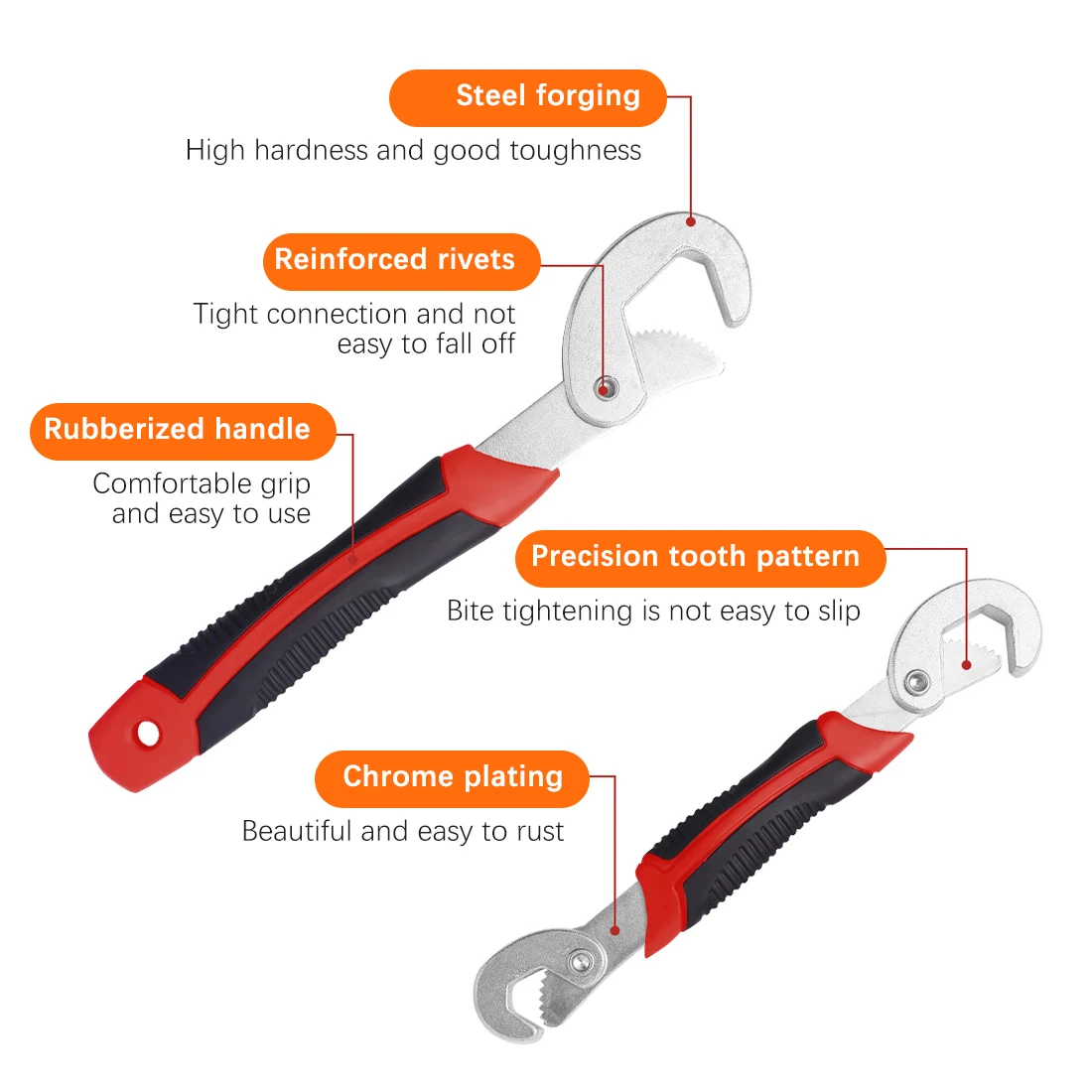 

Multi-Functional Wrench Spanner Set Adjustable Universal Quick Snap Soft Grip Portable Torque Ratchet Oil Filter Hand Tools
