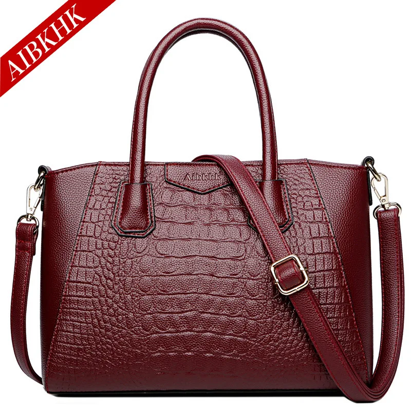 S9215-Burgundy Роскошные Сумки женские Сумки Дизайнерская кожаная сумочка черная Наплечная Сумка с принтом женские ручные сумки винтажные сумки из телячьей кожи сумка - Цвет: S9215-Burgundy