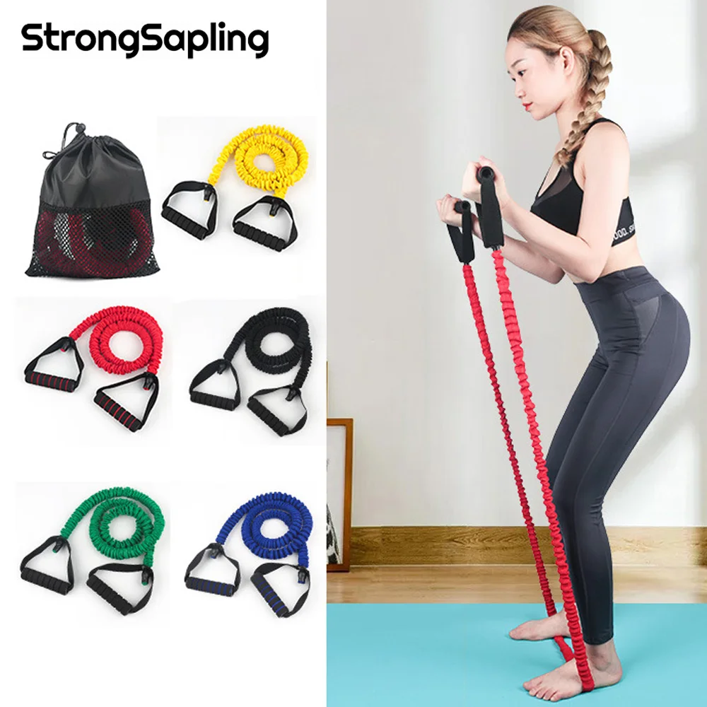 

5 Levels Resistance Bands with Handles Yoga Pull Rope Elastic Fitness Exercise Tube Band For Gym Home Workouts Strength Training