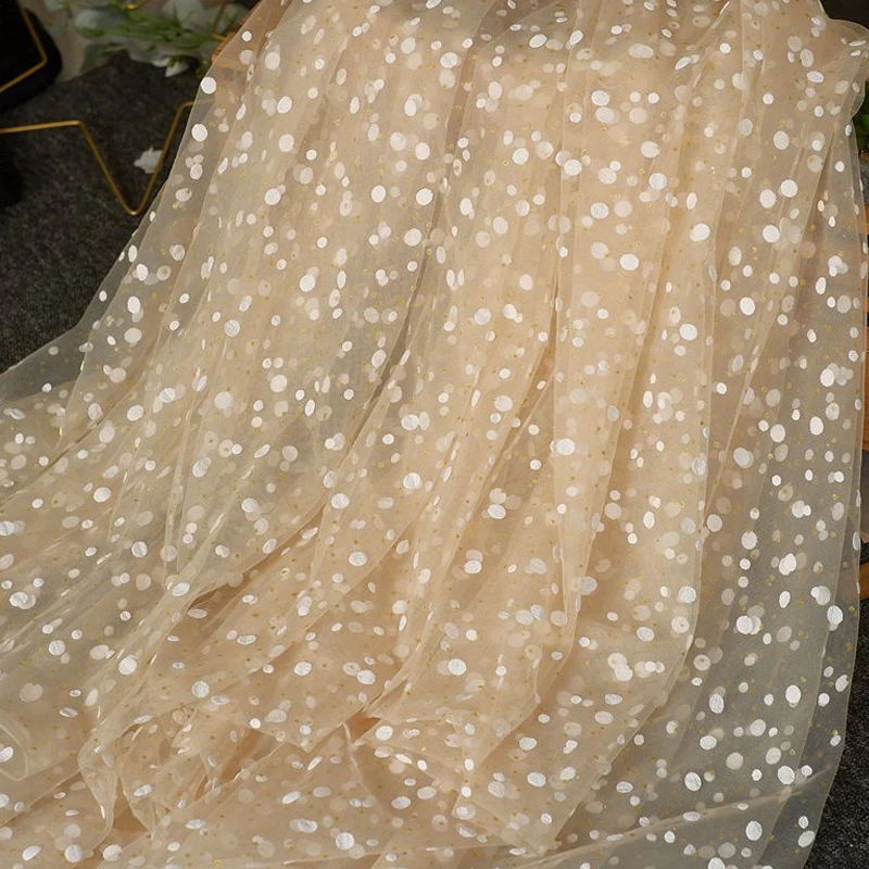 Сетчатая Тюлевая ткань в горошек с золотым принтом высококачественное свадебное