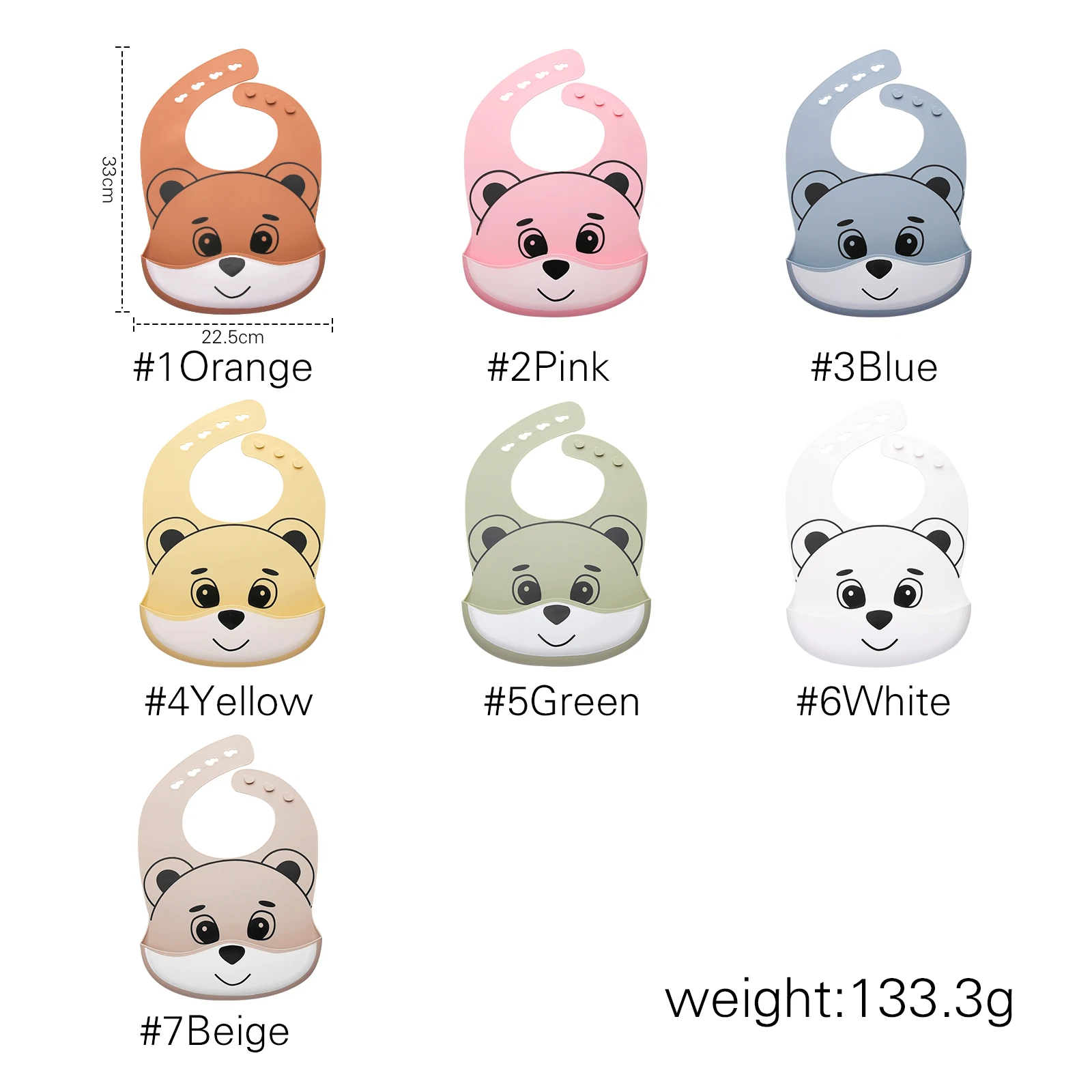 Baberos impermeables de oso de dibujos animados para beb&eacute;, delantal ajustable de silicona para ni&ntilde;os, alimentaci&oacute;n, vajilla sin BPA, 1 unidad-5