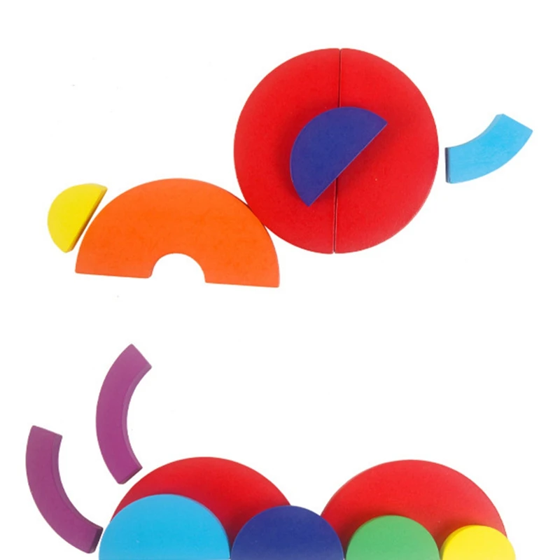 

Wooden Colorful Geometric Shape Building Blocks with Double-Sided Cards Baby Educational Learning Toys for Toddlers