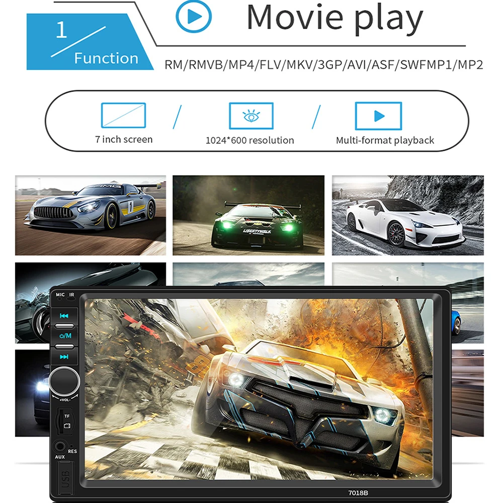 2 Din автомобильное радио 7 дюймов сенсорный экран MP5 мультимидио плеер 7018B Стерео FM