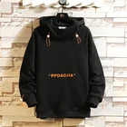 Японский стиль, Повседневная весенне-осенняя коллекция 2022 года, Новое поступление, черная толстовка с капюшоном, Мужская Уличная одежда из плотного флиса в стиле хип-хоп