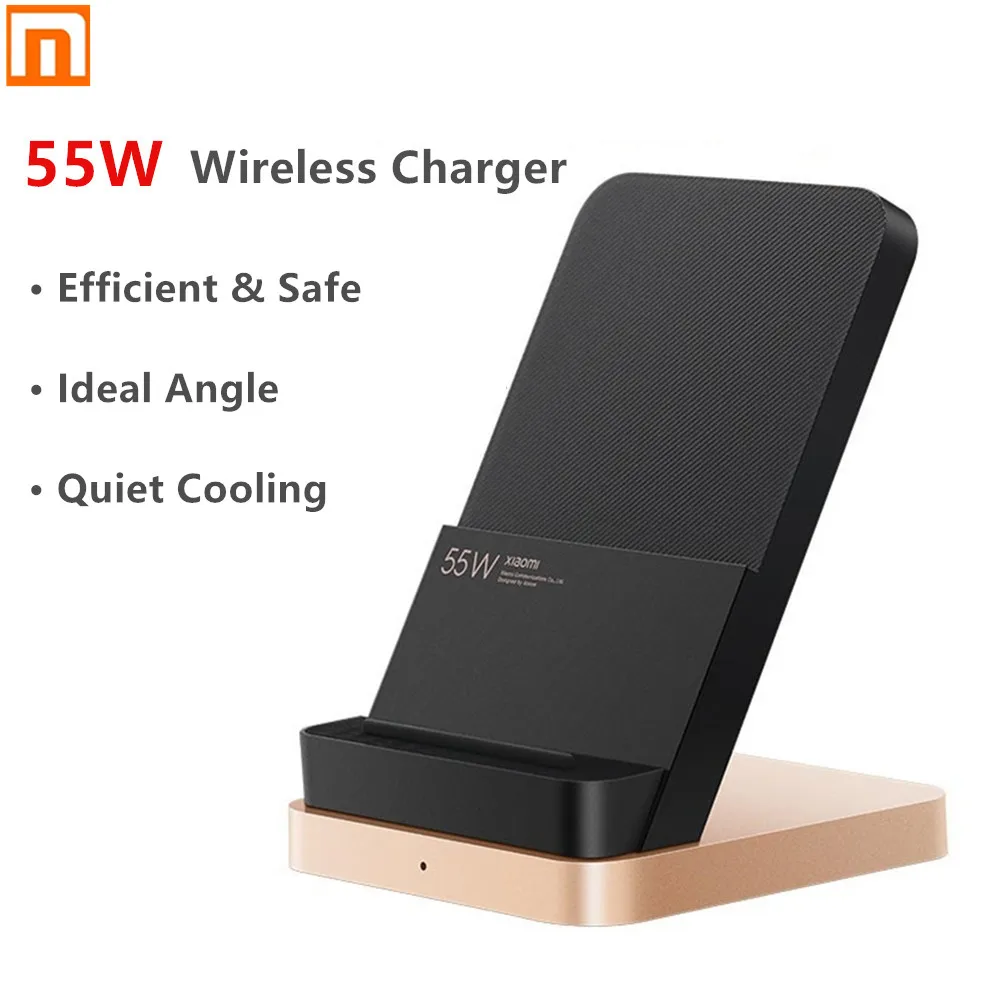 

2020 New Xiaomi 55W Vertical Air-cooled Wireless Charger Max Flash Charging Qi Stand Horizontal For Xiaomi 10 Pro For iPhone