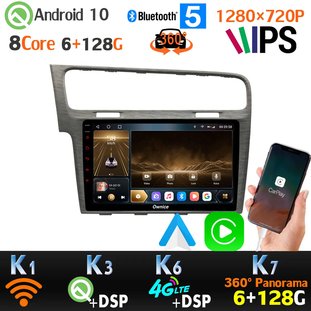 Android 10 0 6G + 128G 1280*720P автомобильный проигрыватель с радио и GPS для Volkswagen VW Golf 7 MK7 Авто