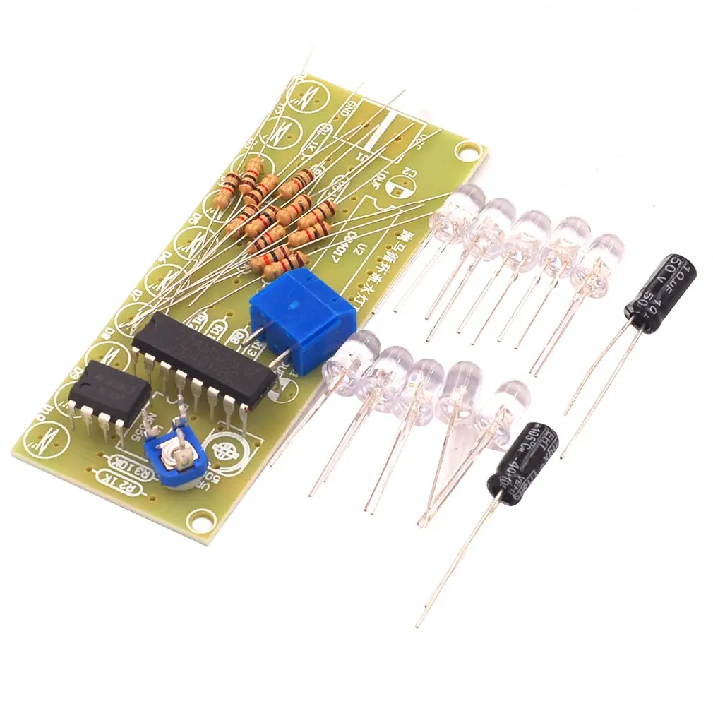 NE555 LED Horse Racing Circulating Water Lamp Kit PCB Circuit Board Electronic DIY Production Module Parts | Безопасность и защита