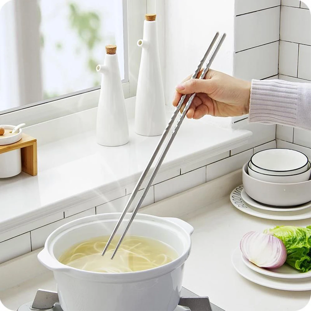 

Lengthened Frying Chopsticks Chinese Chopsticks Hot Pot Supply Long Chopsticks Metal Cooking Chopsticks