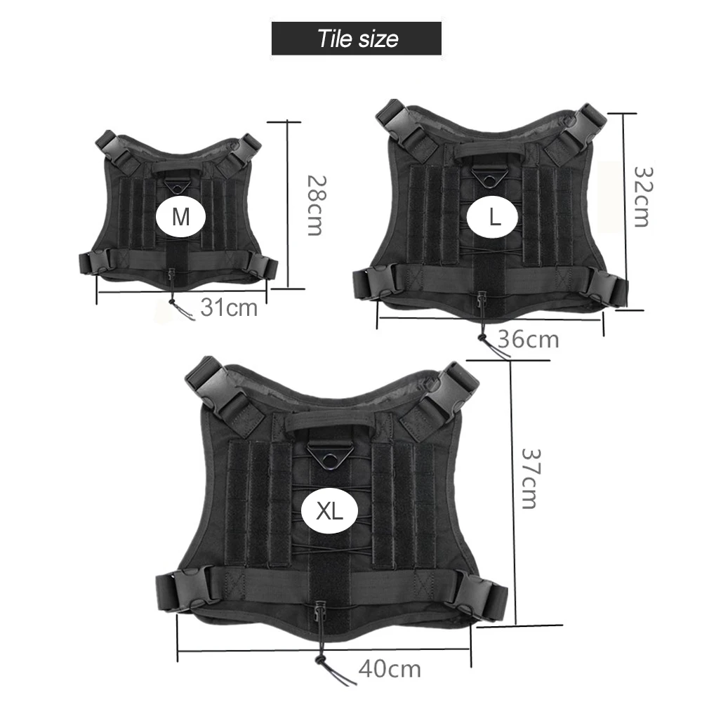 1000D Nylon K9 Pet Dog Harness Vest Military Hunting Sets with Water Bottle Carrier Bags No Pull Training 4 Pieces | Дом и сад