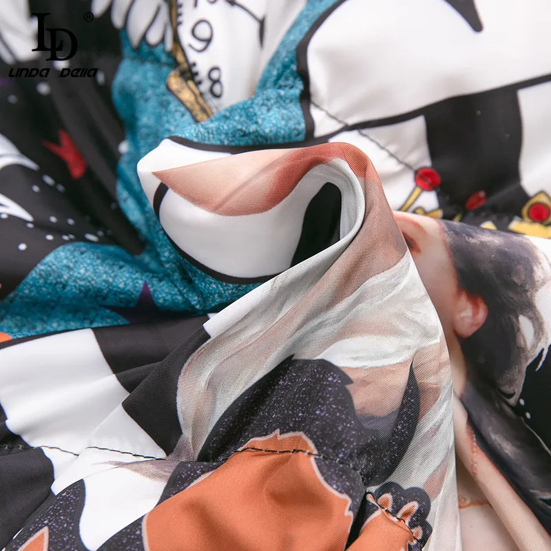 

LD LINDA DELLA 2020 Sprint Winter Women Hooded Parkas Designer Female Long Sleeve Printed Vintage Female Thick Warm Down Coat