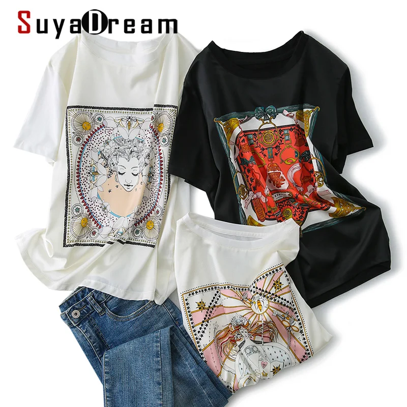 Блузка SuyaDream женская с круглым вырезом блузка из натурального шелка спереди и