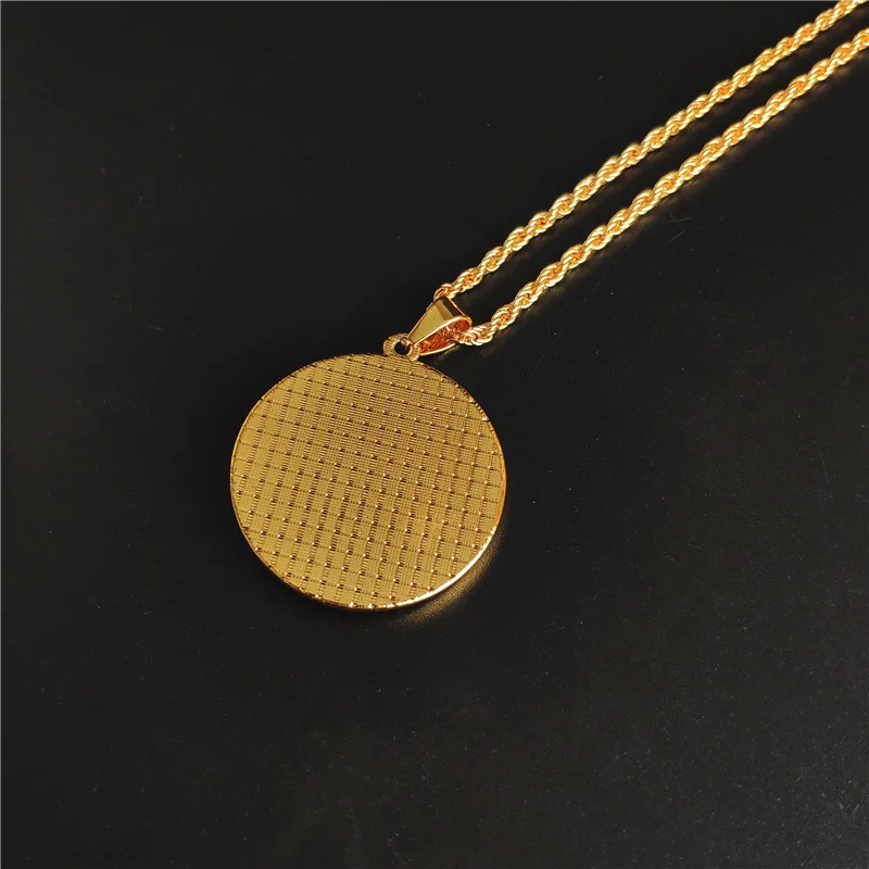 

Hip Hop Fashion Round Card Prayer Hands Together Gesture Pendant Necklace Unique Accessories Unisex Jewelry Gift