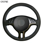 Мужская прошитая вручную обувь черного цвета из натуральной кожи и замши чехол рулевого колеса автомобиля для BMW E39 E46 325i E53 X5