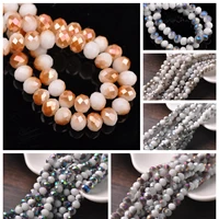 1 plated colors rondelle faceted czech crystal glass 4mm 6mm 8mm loose spacer beads for jewelry making diy