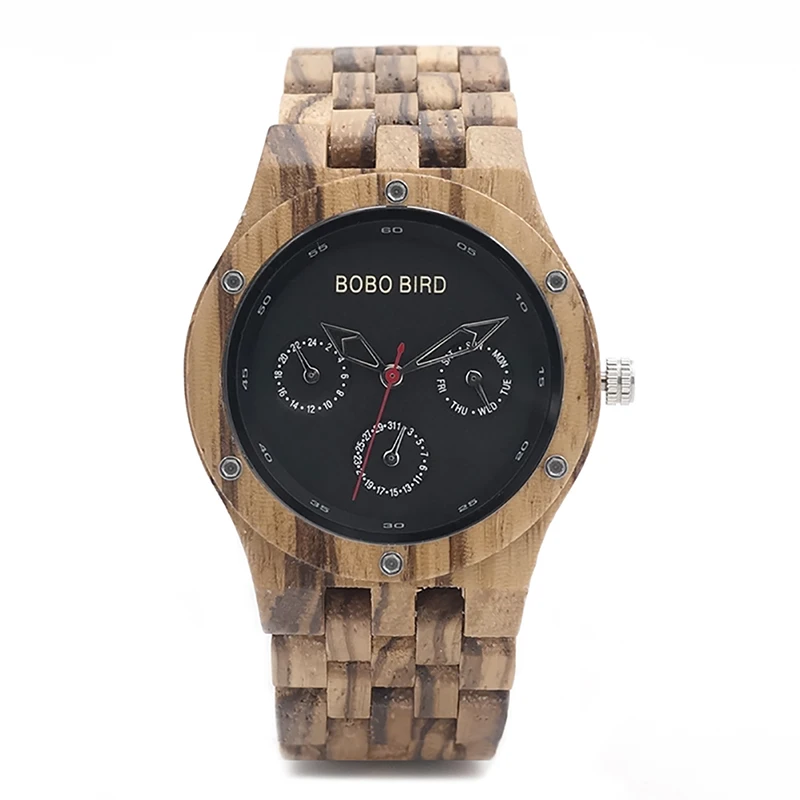 Деревянные часы для мужчин BOBO BIRD relogio masculino WN12 деревянные часы мужские s брендовые Роскошные Зебра деревянный ремешок кварцевые часы в деревянной подарочной коробке