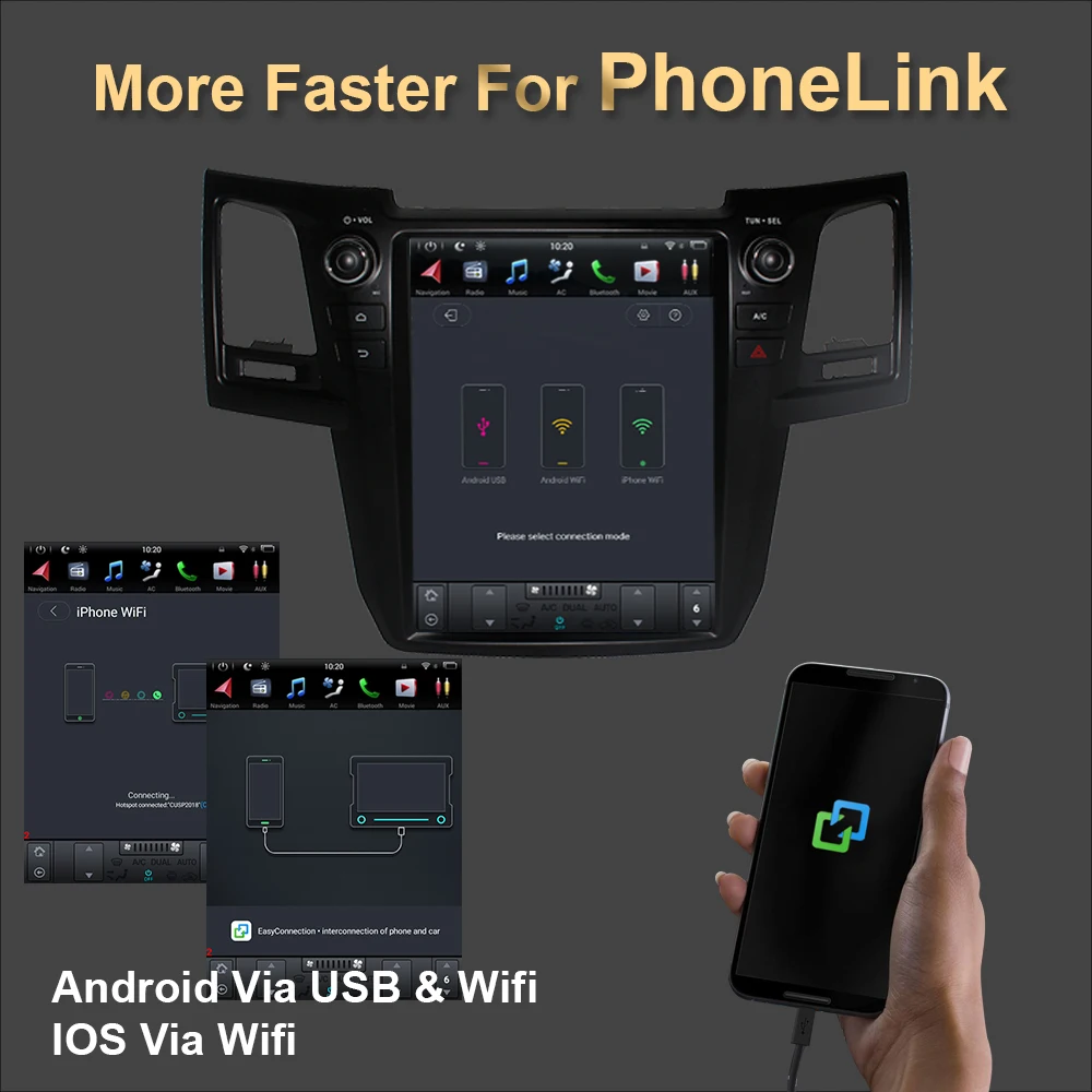 Автомобильный GPS-навигатор Tesla Style на платформе Android с вертикальным экраном для