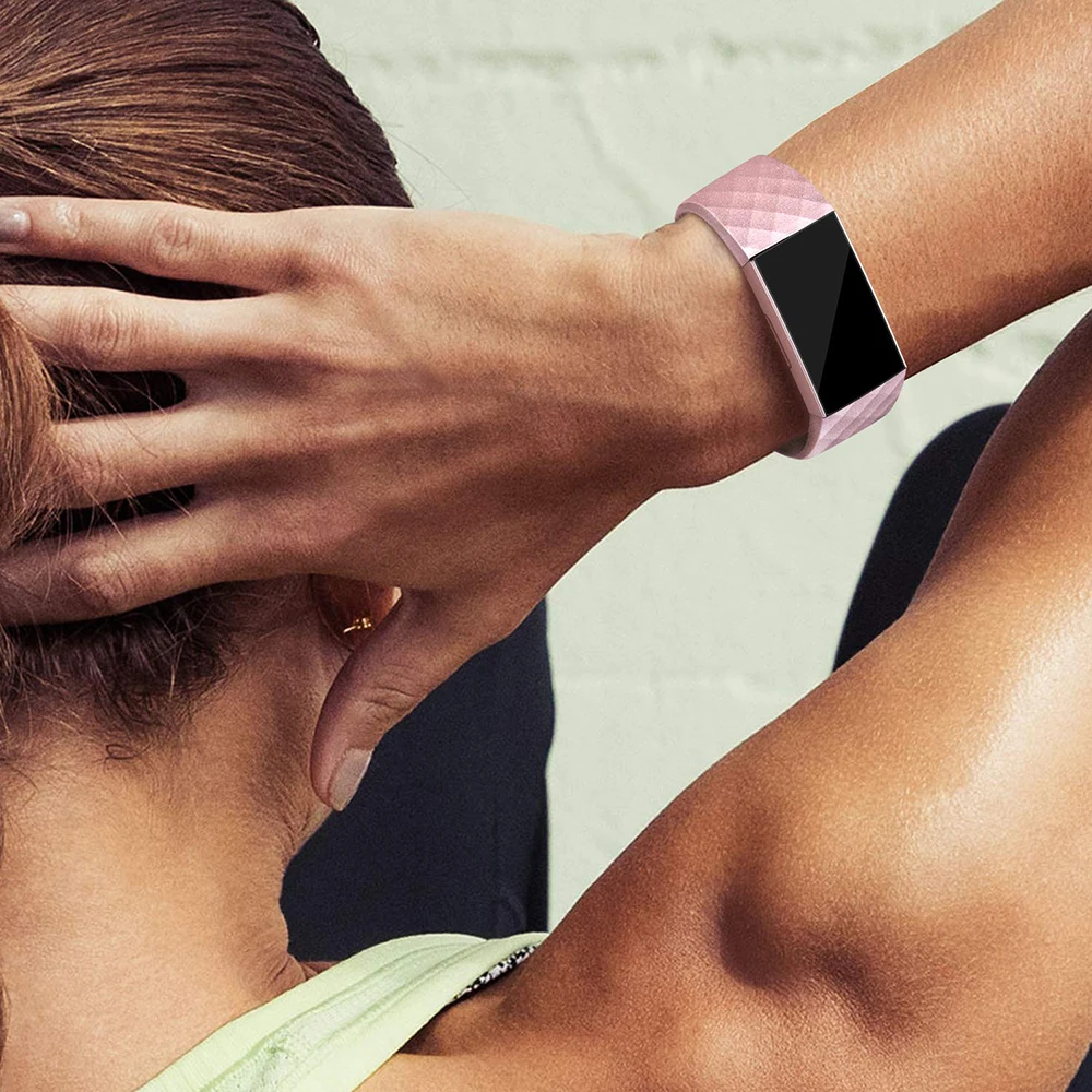 Мягкий силиконовый сменный ремешок для Fitbit Charge 3 розовое Золотое запястье с