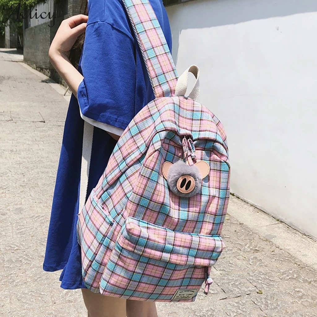 Aelicy Женская модная клетчатая Милая холщовая Повседневная Дорожная сумка на