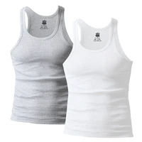 2 piecespack men tank tops cotton breathable jogger vest slim rib undershirt male clothing summer singlets tees