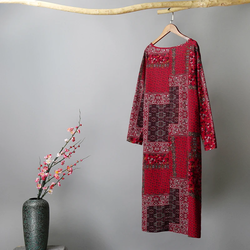 EaseHut в винтажном стиле для женщин из хлопка и льна платье с О образным вырезом