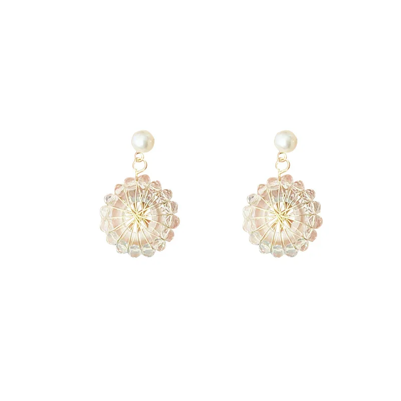 

Temperament net red crystal earrings personality retro cold wind bead earrings