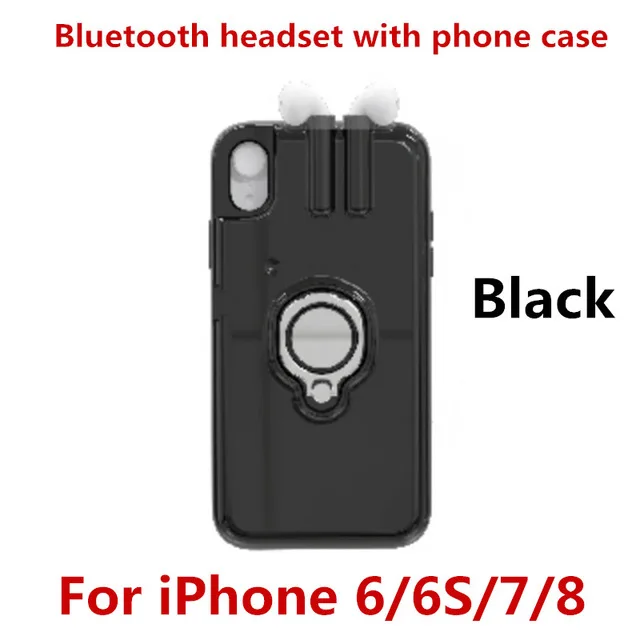 Black For 6 6s 7 8 Модный беспроводной Bluetooth наушник чехол для телефона для iPhone 6 6x7 8 Plus Bluetooth ушной чехол для телефона s для iPhone XS MAX XR X Чехол - Цвет: Black For 6 6s 7 8