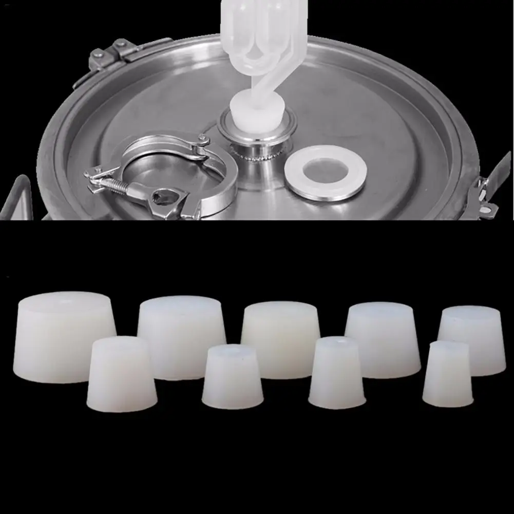 

2021 Fermenting Supplies Silicone Fermenter Cover 11-68MM Diameter Solid Plug with 8mm Hole for Brew Wine Rubber Fermenting Lids