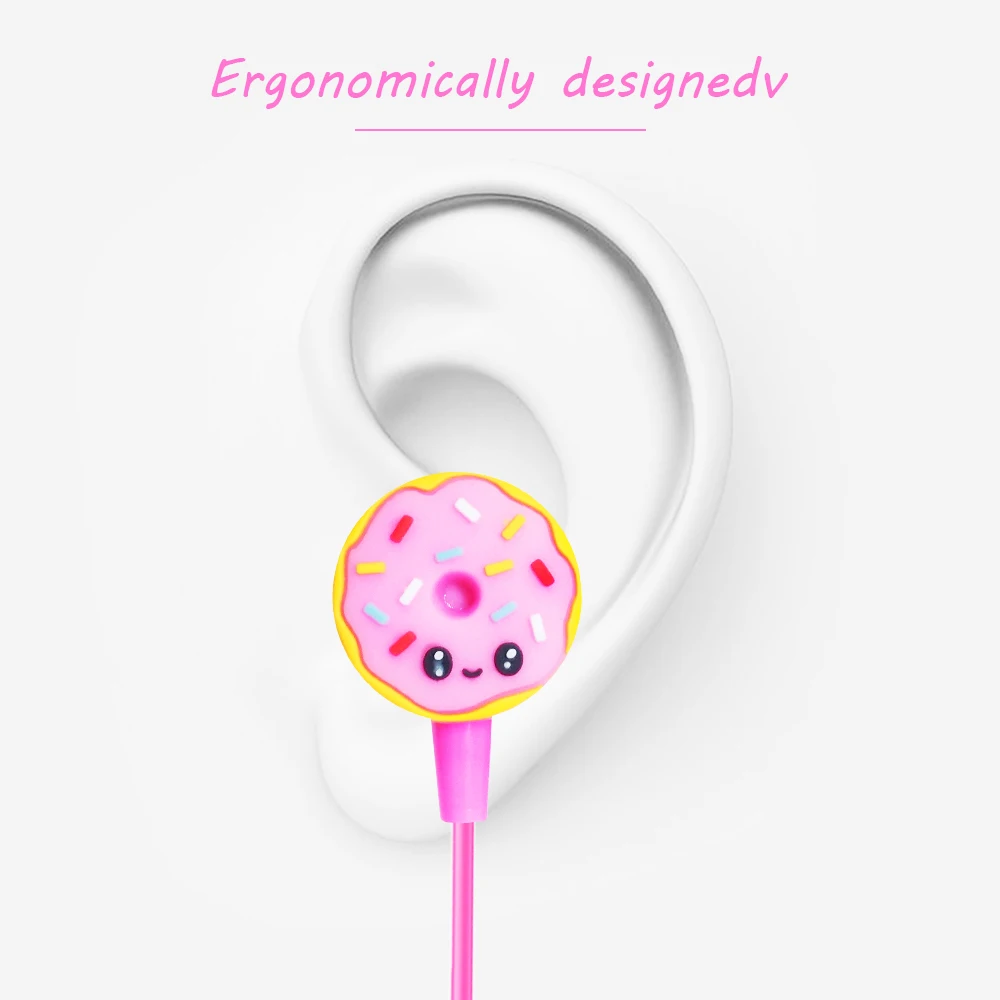 Наушники вкладыши с милым пончиком проводные наушники для девочек детей