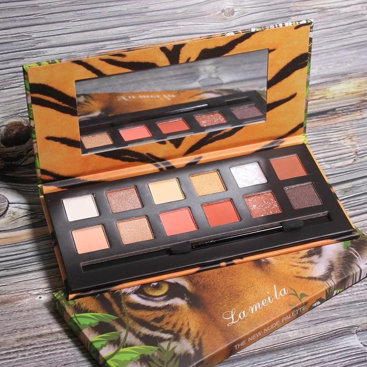 

New 12 Tiger Nude Glitter Eyeshadow Matte Shimmer Palette Long Lasting Waterproof Mineral Powder Eye Shadow Makeup