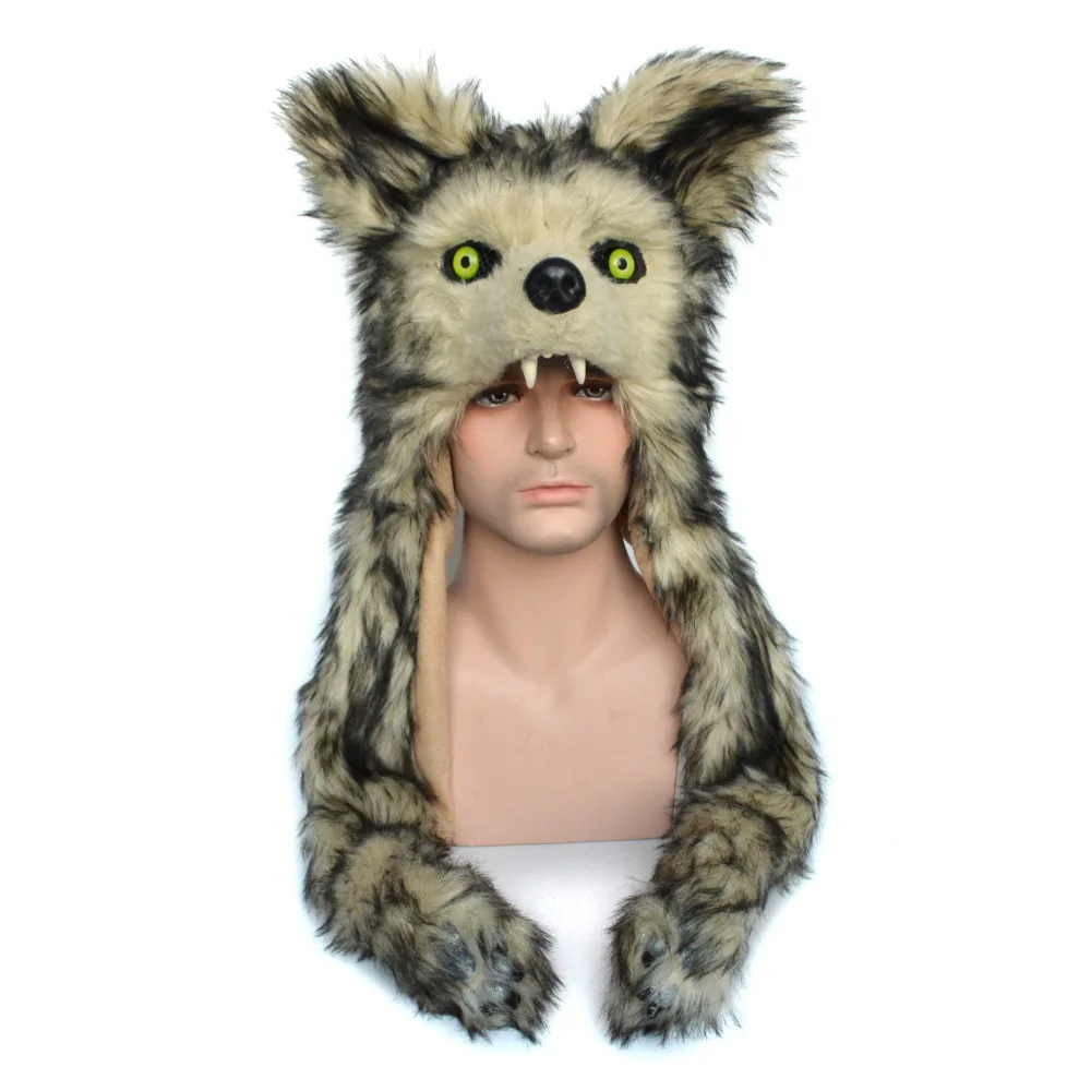 

Simulation Half-face Role-playing Mask Plush Animal Costume Party Props Wolf Mask Stage Performance Plush Animal Hat
