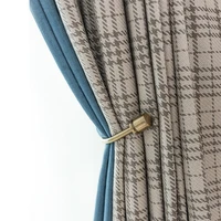 checkered khaki british brand splicing curtains for living room bedroom