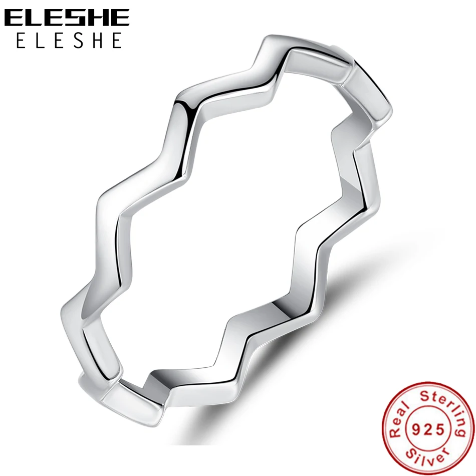 ELESHE, Настоящее серебро 925 пробы, кольца для женщин, геометрические волнистые кольца на палец, обручальные ювелирные изделия