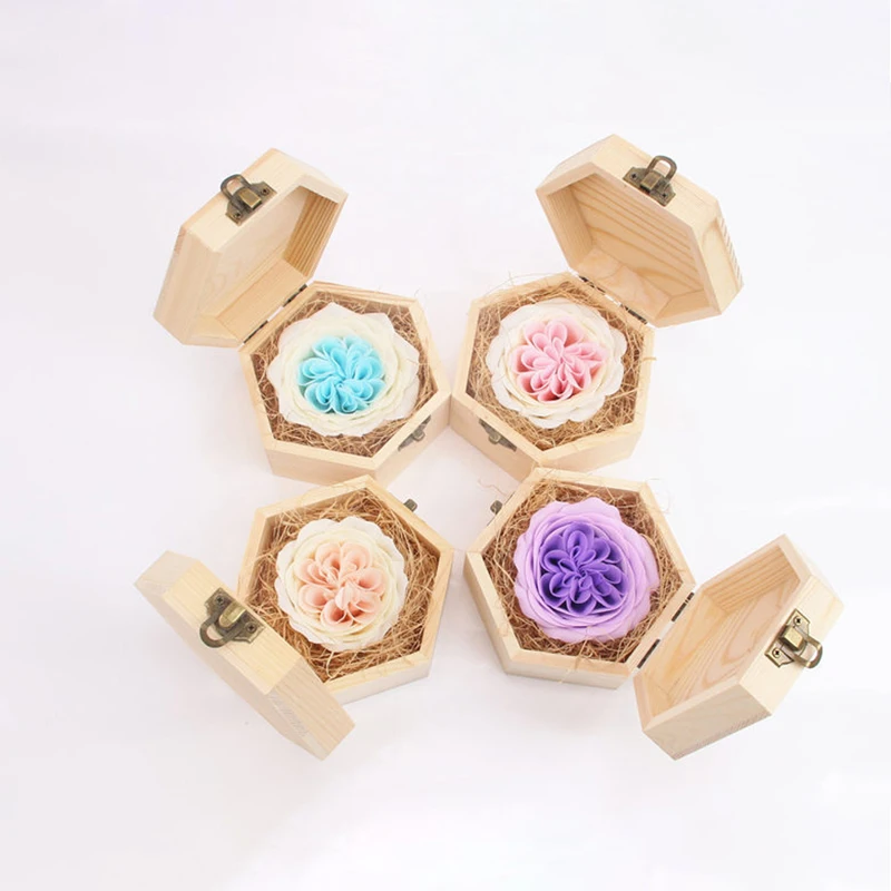 Светящееся мыло роза с деревянной коробкой имитация вечности цветок Радуга день