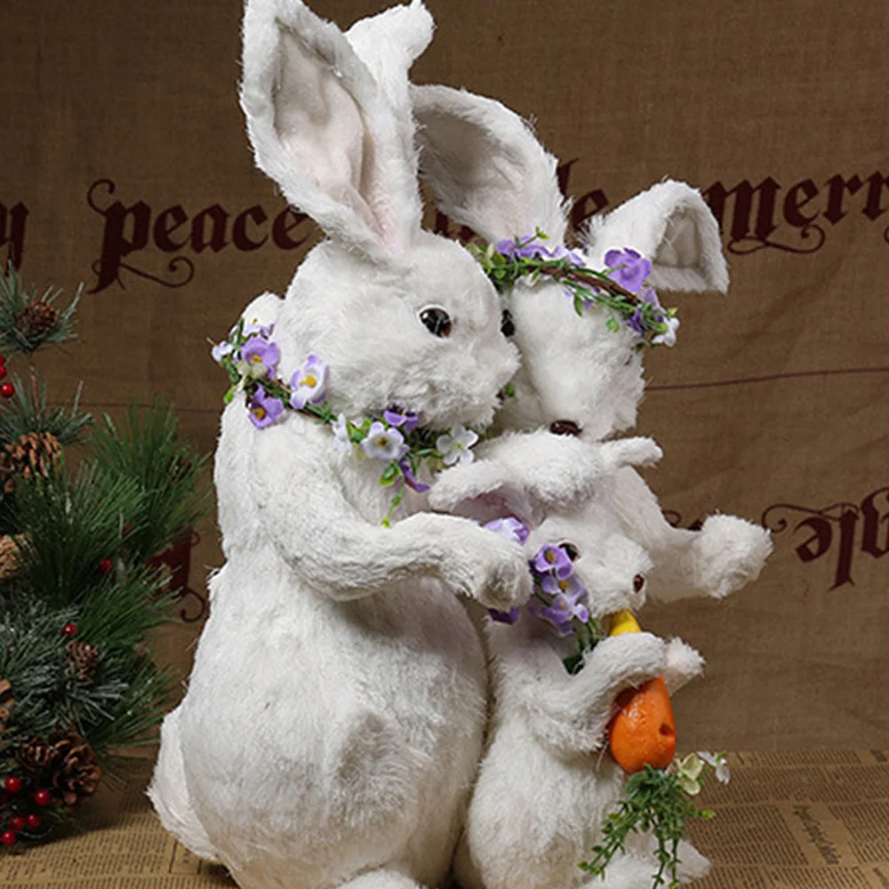 

Ornaments Creative Bunny Rabbit Decoration Straw A Family Of Three Lifelike Easter Gifts Toys