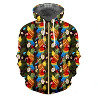 ifpd euus size zipper hoodies 3d parrot printed pineapple leaves jacket fall long sleeve coats harajuku plus size drop ship 6xl