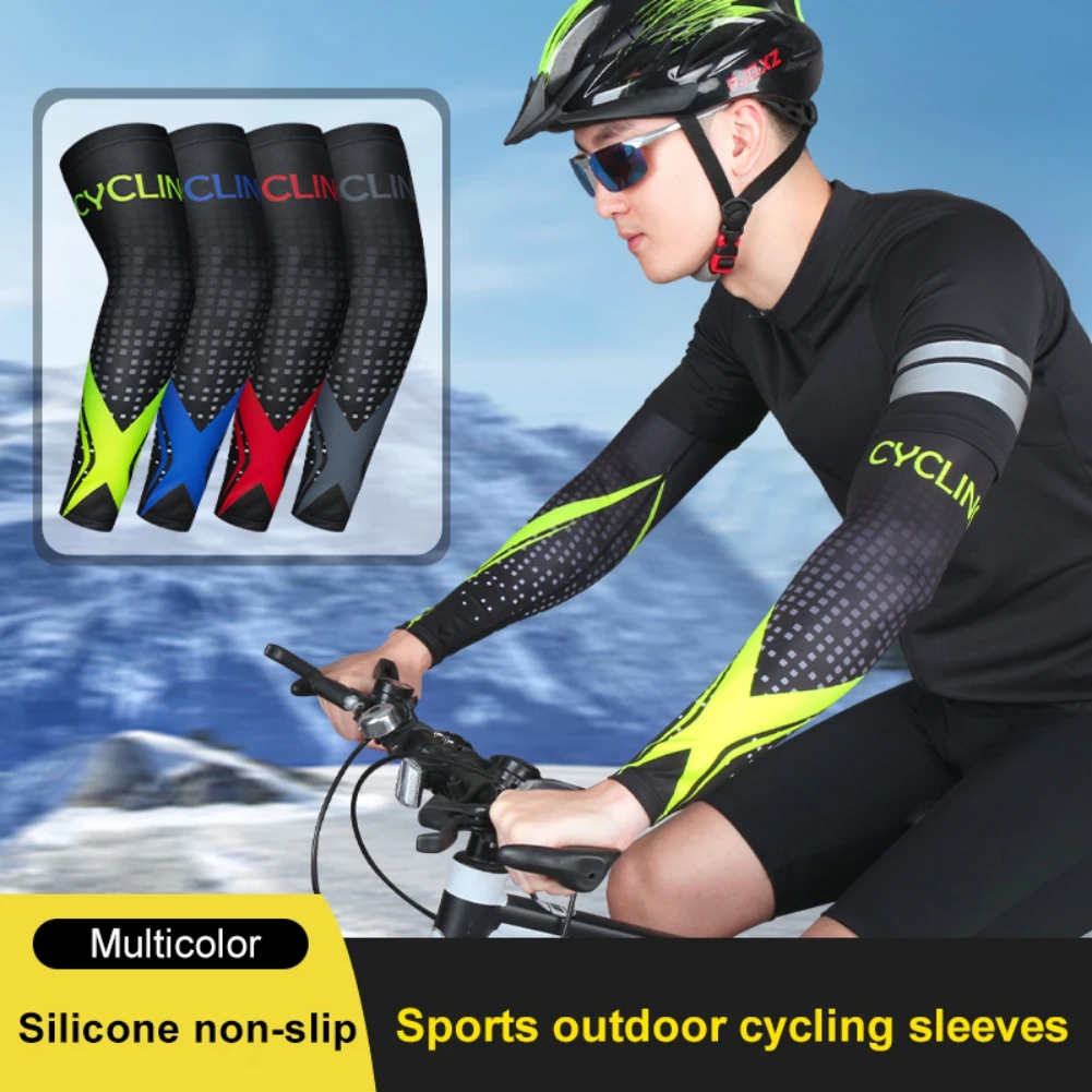 

1 Pair Cycling Arm Sleeve Ice Silk Cooling Bike Bicycle Arm Cover Cuff Breathable Sunscreen UV Protection Running Arm Warmer