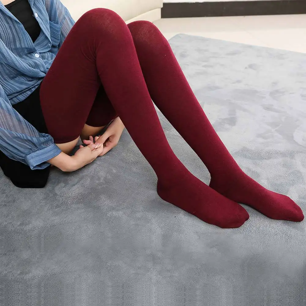 

Richkeda Store New 2021 Fashion Women Autumn Winter 80cm Super Long Cotton Socks Female Over Knee Warm Thigh High Sock