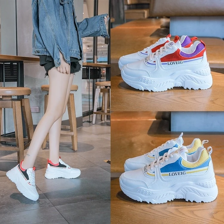 

Women Chunky Sneakers Fashion Platform Sneakers White Ladies Brand Designer Casual Shoes Woman Leather Sports Dad Shoes Female