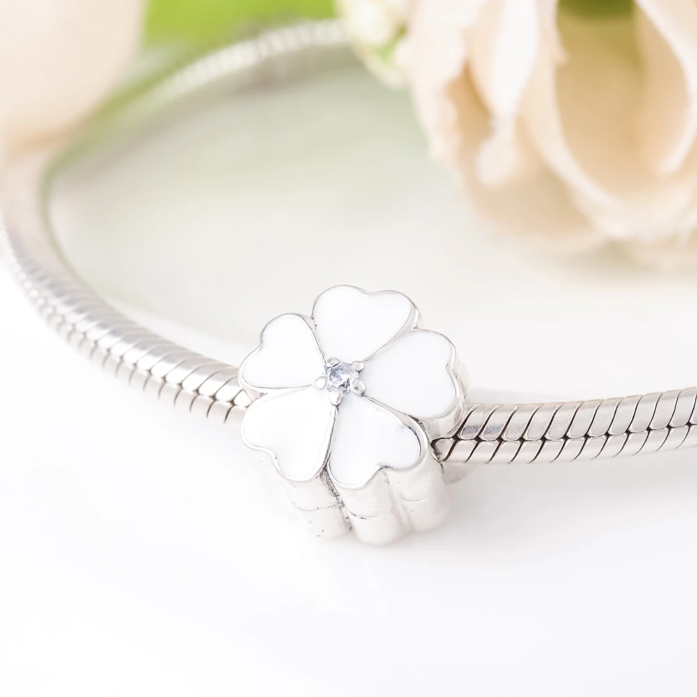 DEVOLOVE высокого качества Настоящее серебро 925 проба белый Первоцвет эмалированная