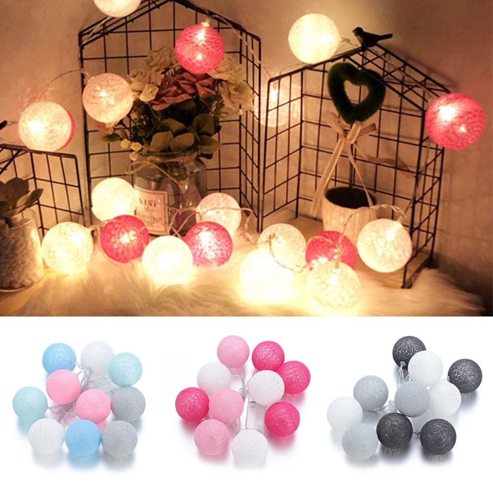 Гирлянда из хлопка шар светильник s диаметр батареи 6 см 10 хлопковый цепочка