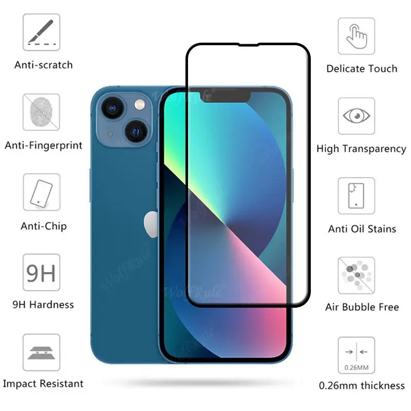 Protector de pantalla de vidrio para iPhone 4 en 1 13, Mini pel&iacute;cula completa para iPhone 7 8 Plus SE 2020 11 12 13 Pro Max-2