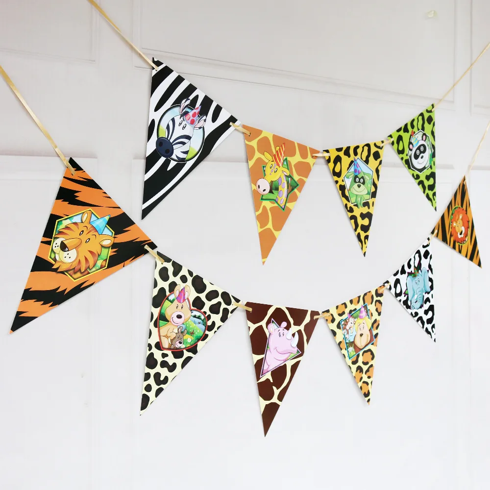 Животные джунгли баннер тропический лес Зебра Леопард гирлянда пальмовый лист