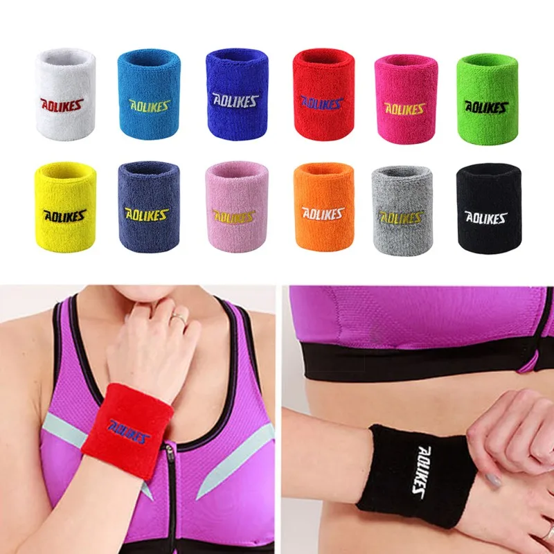 

1pcs Aolikes Sweat Gym Protector Wristband Weightlifting Wrist Support Sport Wrist Brace Tennis Badminton Basketball Sweatbands3