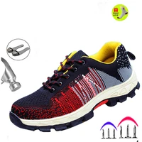 2019 lightweight breathable men safety shoes steel toe work shoes for men anti smashing construction sneaker with reflective
