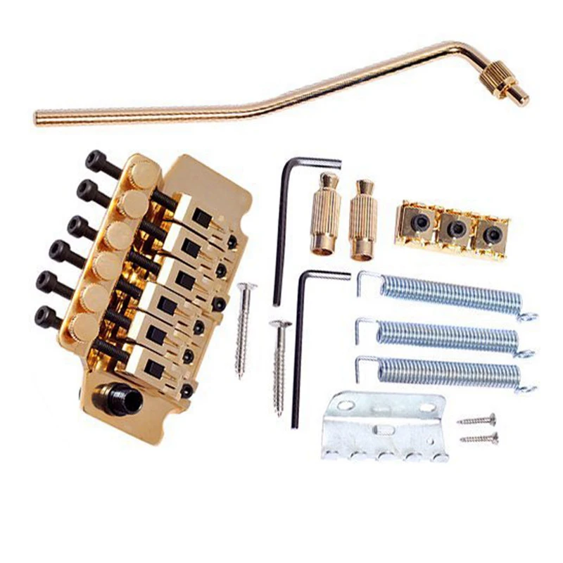 2 X Electric Acoustic Guitar Bass Strap Button Screw Lock Pins Pegs Pads Golden & 1Set Gold Tremolo Bridge | Спорт и развлечения