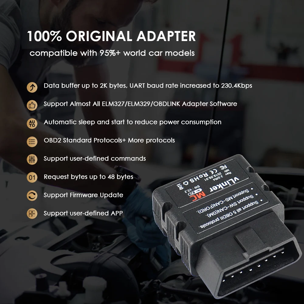 Vgate vLinker MC + ELM327 Bluetooth 4 0 OBD 2 OBD2 ELM 327 wifi автомобильный диагностический сканер для