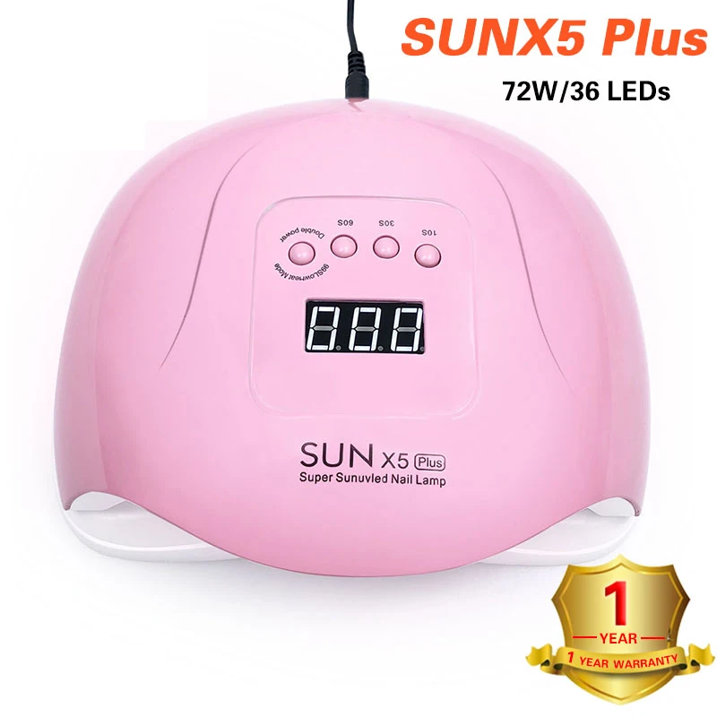 sun x5plus-pink УФ-лампа 72 Вт аппарат для сушки ногтей UV SUNX5 PLUS Гель-лак быстрая сушка с нижним таймером ЖК-дисплей гвозди духовка лампа для сушки гелевых ногтей - Цвет: sun x5plus-pink