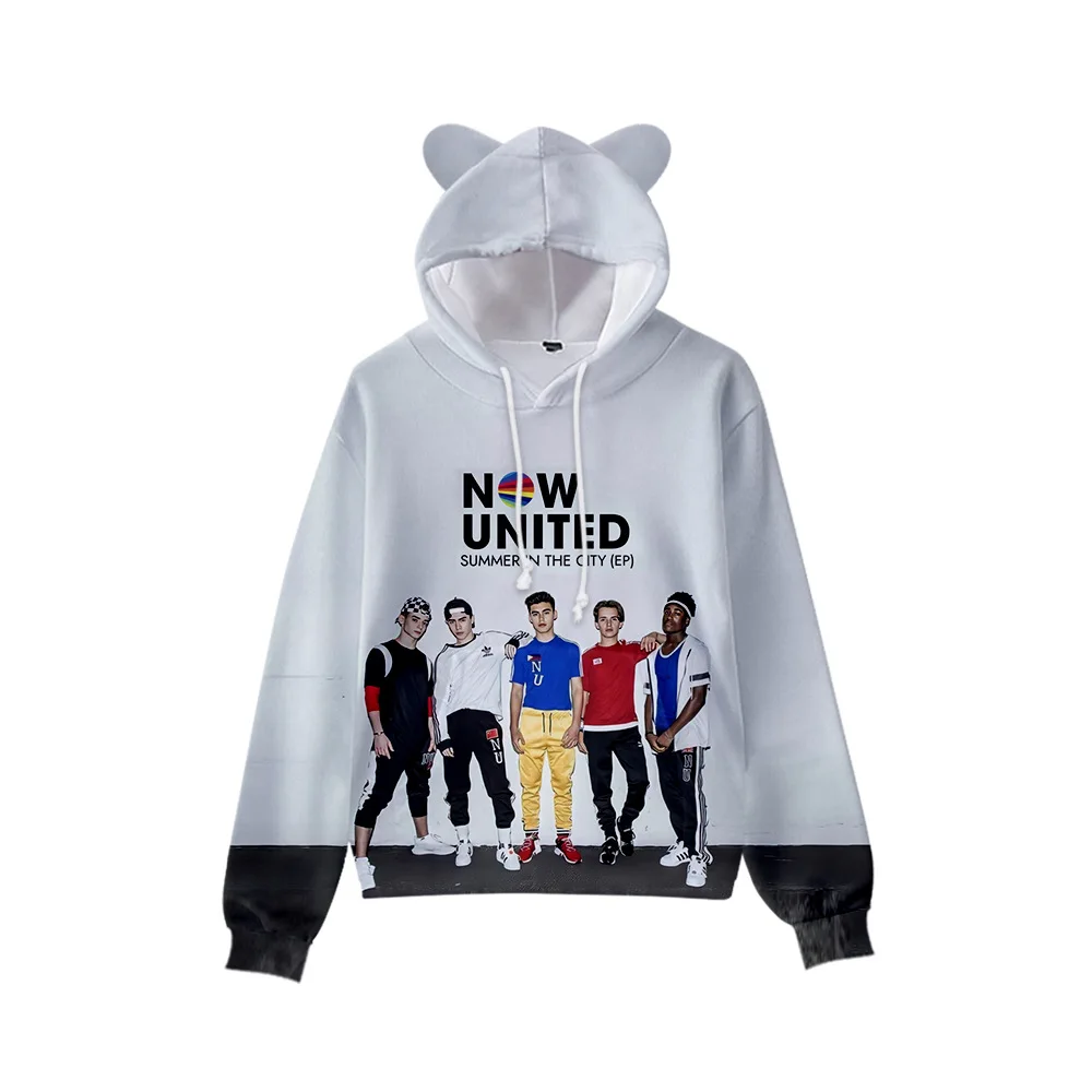 

Harajuku Novelty Now United Kawaii 3D print Cat Ears Hoodies Sweatshirts Boys/Girls Hoodies Child Leisure Pullovers Tops